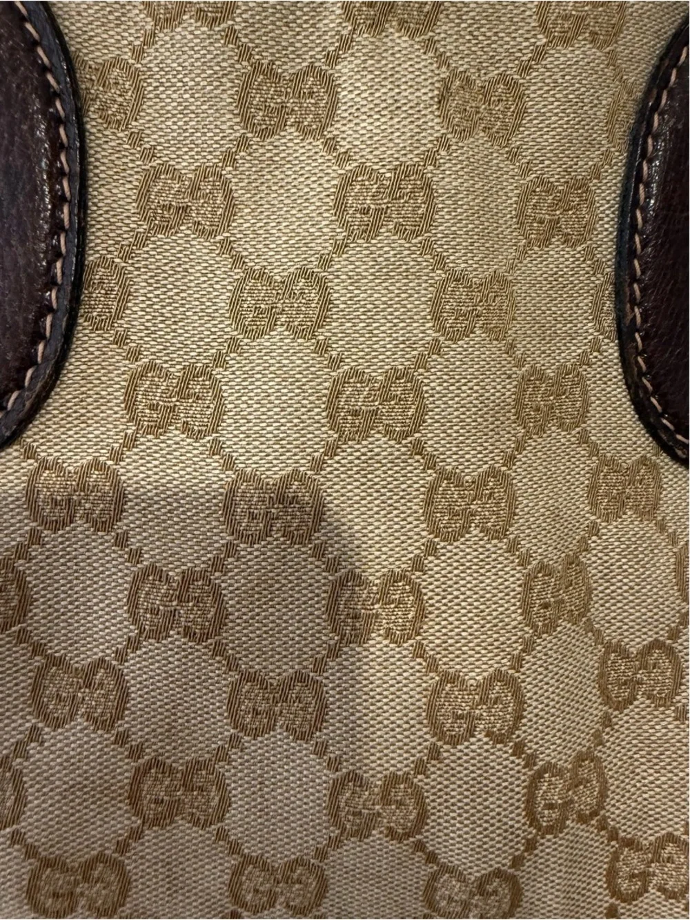 Gucci Beige Monogram Canvas Duffel with Brown Leather Trim